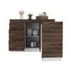 Tuhome Grecia Kitchen Base Cabinet, Three Drawers, Two Internal Shelves, White/Dark Walnut CLC6765